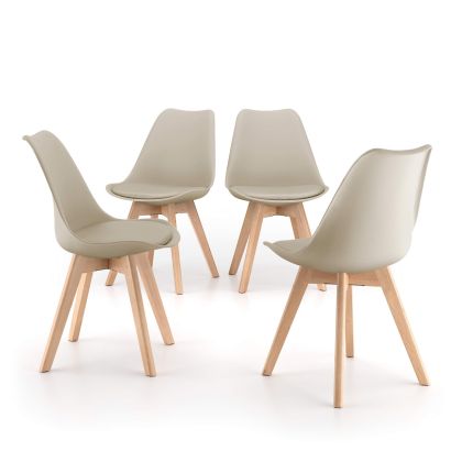 Greta Scandinavian Style Chairs, Set of 4, Beige