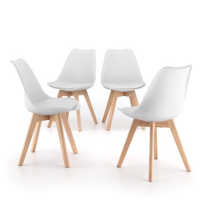 Greta Scandinavian Style Chairs, Set of 4, White