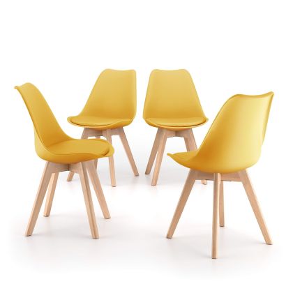 Greta Scandinavian Style Chairs, Set of 4, Mustard Yellow