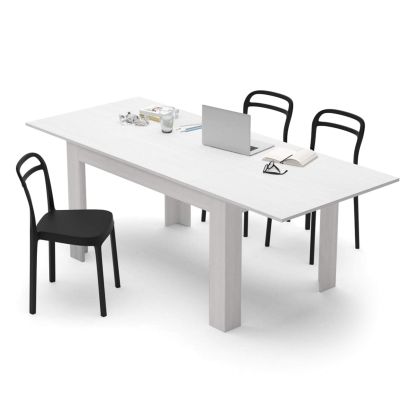 Easy, Extendable dining table, 55,1(86,6)x35,4 in, Ashwood White