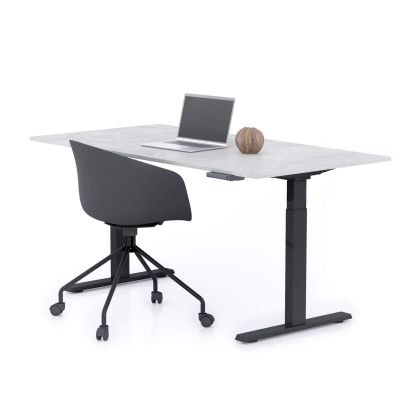 Clara Electric Standing Desk 62.9 x 31.4 in Concrete Effect, Grey with Black Legs main image