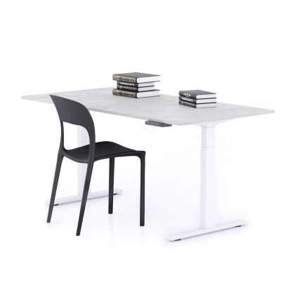 Clara Electric Standing Desk 62.9 x 31.4 in Concrete Effect, Grey with White Legs main image