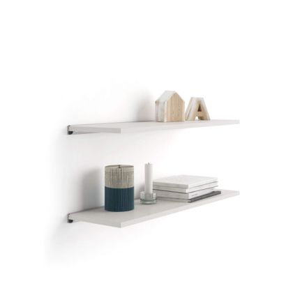 Set of 2 Evolution Shelves 23.62x5.90 in, Ashwood White, with grey alluminum support