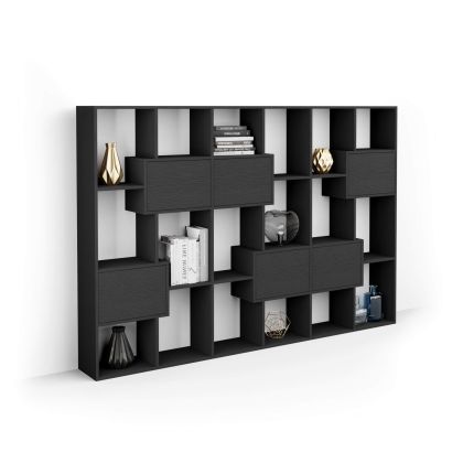 Iacopo M Bookcase with panel doors (63.3 x 93.1 in), Ashwood Black main image