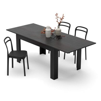 Mobili Fiver, Emma 55.1 in, Extendable Dining Table, Concrete Black with  Black Crossed Legs, Made in Italy