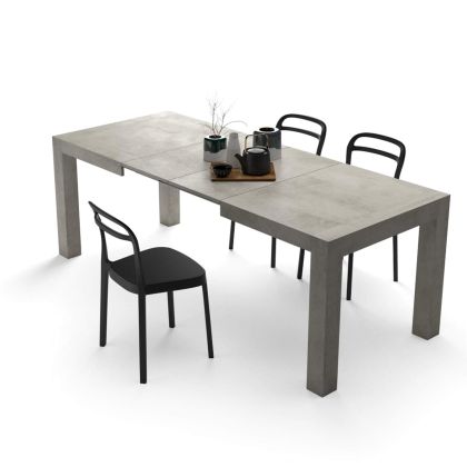 Iacopo Extendable Dining Table, 55,1(86,6)x35,4 in, Concrete Effect, Grey