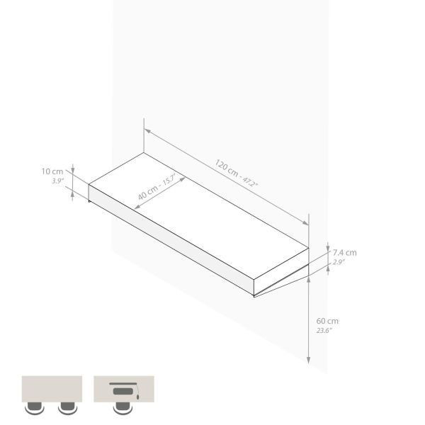 Evolution wall mounted desk 47.2x15.7 in, Dark Walnut technical image 1