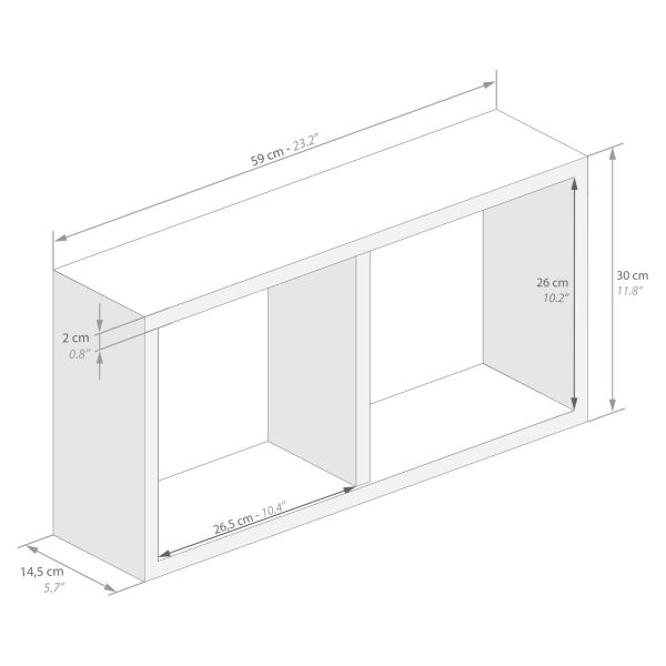 Wall-mounted Cube Shelf, First, Matt White technical image 1