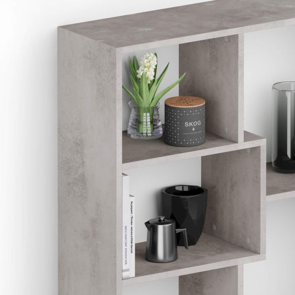 Iacopo L Bookcase (63.31 x 123.86 in), Concrete Effect, Grey detail image 1