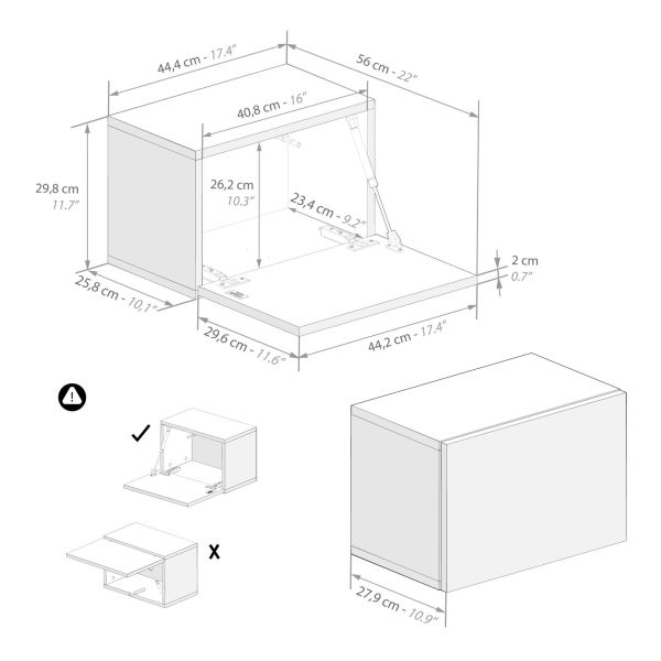 Iacopo Cube Wall Unit with Door, Dark Walnut technical image 2