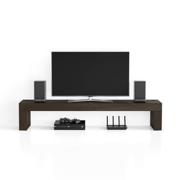 Evolution TV Stand 70.9 x 15.7 in, with Wireless Charger, Dark Walnut detail image 1