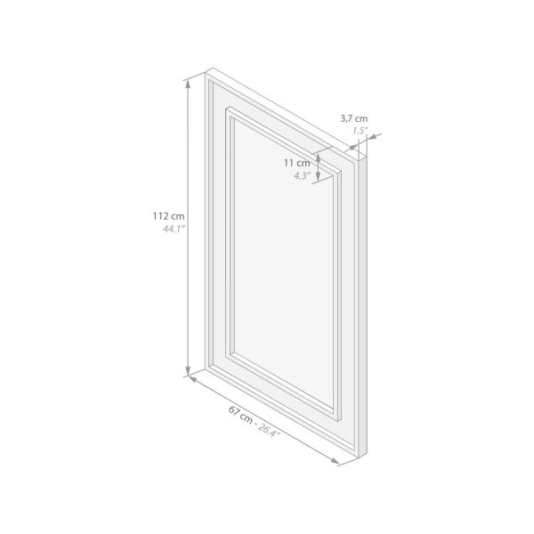Angelica Wall Mirror, 44.1x 26.4 in, Concrete Effect, Grey technical image 1