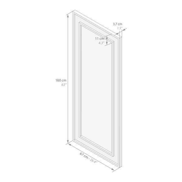 Angelica wall / floor Mirror, 63x 26.4 in, Ashwood White technical image 1