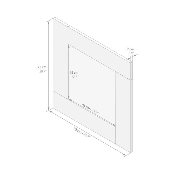 Evolution Square Wall Mirror, 28.7 x 28.7 in, Ashwood White technical image 1